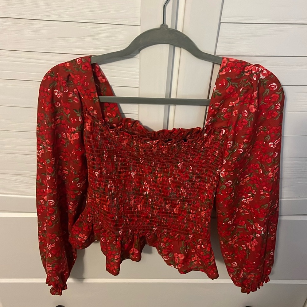 Crystal Doll Floral Smocked Bodice Top